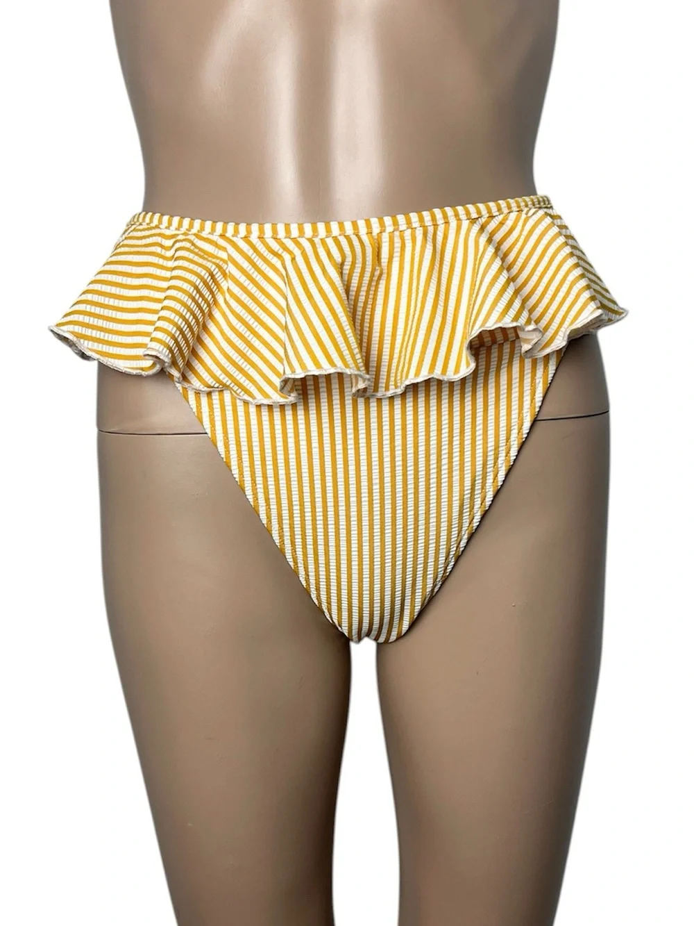 New Montce Canary Stripe Tamarindo Ruffle High-Leg French Cut Bikini Bottom